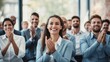 © visoot - Team and employees clapping hands for success, Support, Achievement and diverse group of people applauding together in business meeting