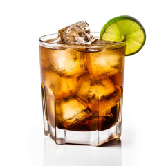 Wall Mural - fresh dark 'n stormy cocktail isolated on white background 