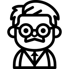 Poster - Professor scientist character avatar outlined single icon svg vector outline