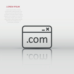 Wall Mural - website domain icon in flat style. com internet address vector illustration on white isolated backgr