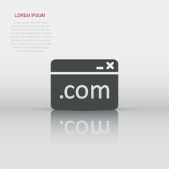 Wall Mural - website domain icon in flat style. com internet address vector illustration on white isolated backgr