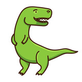 Fototapeta Dinusie - Cute cartoon dinosaur. Illustration on transparent background