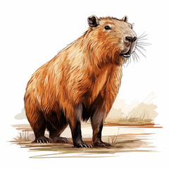 Wall Mural - Capybara on white background