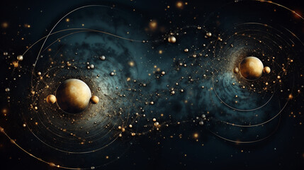  abstract cosmic background with gold metallic. generative ai