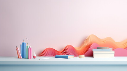 Fototapete - background back to school bright modern 3d.