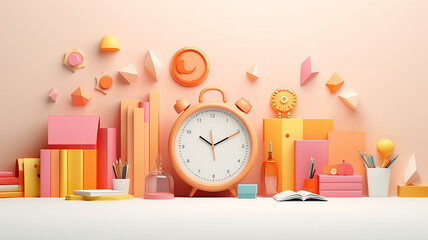 Fototapete - background back to school bright modern 3d.