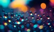 Colorful bokeh Christmas lights and water droplets. Shiny city car lights and pebbles abstract nighttime background, Generative AI