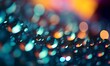 Colorful bokeh Christmas lights and water droplets. Shiny city car lights and pebbles abstract nighttime background, Generative AI