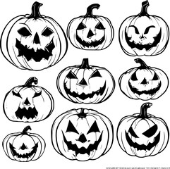 Canvas Print - halloween pumpkin set