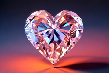 Sticker - Heart shape Diamond on colorful background. AI Generated illustration