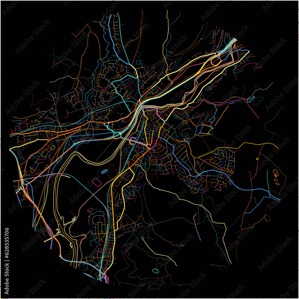 Colorful Map of Neath, Neath Port Talbot with all major and minor roads ...