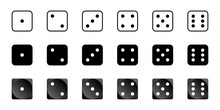Dice. Dice Game In Different Design. Dice Vector Icons. Vector Illustration