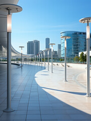 Wall Mural - empty pedestrian walkway with city background