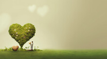 Green Heart Shaped Eco Care Concept.