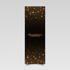 Wall Mural - luxury space banner for christmas. glowing banner with golden particles. black poster for celebratio