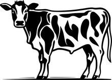 Cow | Black And White Vector Illustration