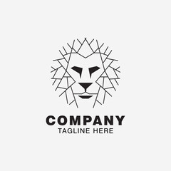 Lion Head monoline logo design idea for company, brand, store or business. vector