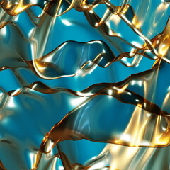 Poster - Abstract colorful glossy background with curvy and wavy lines in 3d rendering