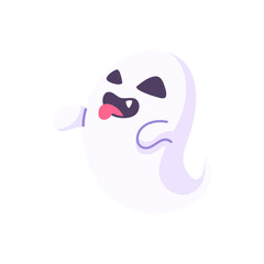 Wall Mural - cute ghost cartoon ghost in white cloak halloween scary illustration