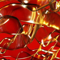 Poster - Abstract colorful glossy background with curvy and wavy lines in 3d rendering