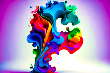 Wall Mural - Multicolored wave of paint on white background with purple background