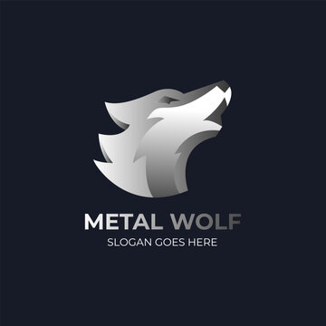 Metal Wolf. Head Wolf with Metal logo design. Vector EPS 10