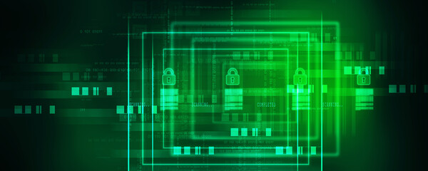 2d illustration Safety concept: Closed Padlock on digital background
