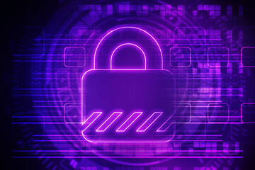 2d illustration Safety concept: Closed Padlock on digital background