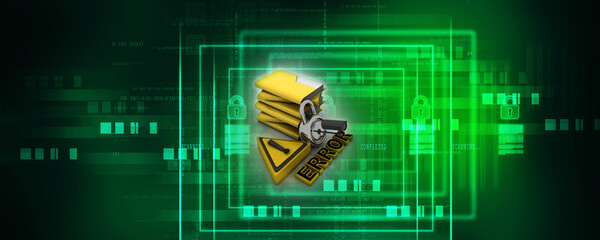 Poster - 3d rendering folder protected lock