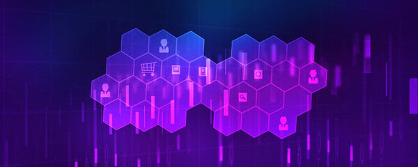Poster - 2D Digital Abstract Business Networking background