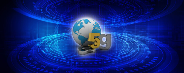 Poster - 3d rendering 5G Network 5G Connection
