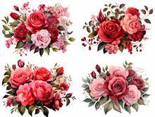 Roses Bouquets Clipart Set.  Clipart For Crafts, Cards, Invitations And Art Projects.  
