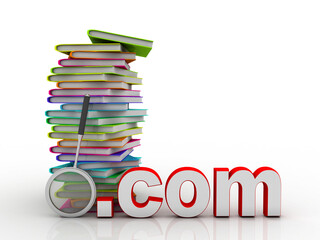 Poster - 3d rendering students education book with com 