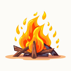 Wall Mural - Bonfire image. Cute cartoon image of bonfire. Vector illustration.