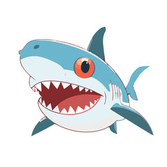 Wall Mural - Shark icon. Image of a cute shark isolated on white.