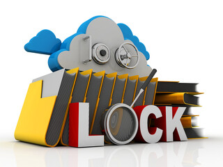 Sticker - 3d rendering cloud  folder storage lock
 