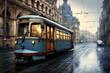 Vintage tram running in a historic city, combining public transport with the charm and heritage of old-world urban landscapes