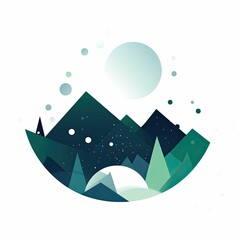 Poster - AI generated illustration of a logo design of mountains isolated on a white background