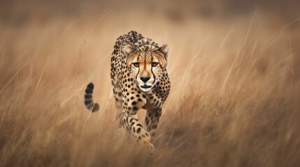 Sticker - AI generated illustration of an adult cheetah in its natural habitat