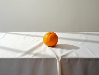 Sticker - AI generated illustration of a tangerine on a white table