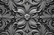 a black and white photo of an ornate design on a wall