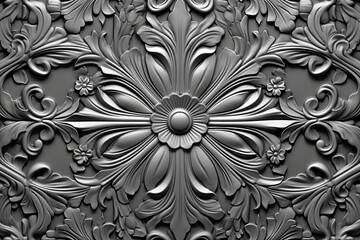 a black and white photo of an ornate design