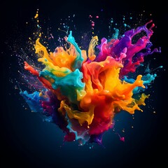 Sticker - AI generated illustration of a liquid painting of color in motion with a black background