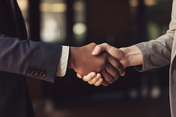 Wall Mural - partner. two business people shaking hand after business job interview in meeting room office, negot