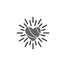 Heart With Rays Icon Isolated On Transparent Background