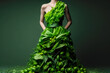 © zamuruev - girl in conceptual drees from lettuce and vegetables. Creative illustration of World Vegan Day