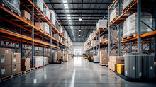 High-tech Warehouse With A High Level Of Electronics, Equipped To Store And Sort Goods