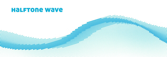 Leinwandbilder - Halftone wave by cerulean dots. Wide vector pattern