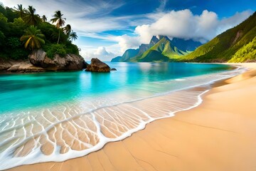 Wall Mural - sandy beach and tropical sea