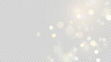 Golden Dust Light Png. Christmas Glowing Bokeh Confetti And Sparkle Overlay Texture For Your Design. Stock Royalty Free Vector Illustration. PNG	